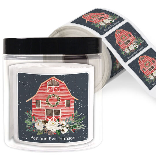 Merry Barn Square Gift Stickers in a Jar